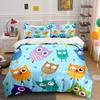 Cartoon Owls With Colorful Background Bedding Set 1 Duvet Cover 2 Pillowcases For Adult And Children Luxury Gift Full Size
