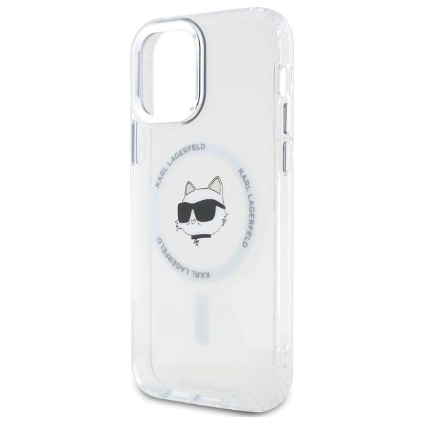 Karl Lagerfeld Klhmp12Mhlschh Iphone 12  / 12 Pro 6.1 Biały/White Hardcase Iml Metal Choupette Head Magsafe