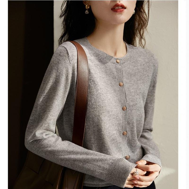 

DAFIFY Женская мода повседневная осень-зима однотонный принт длинный рукав О-образный вырез свитера One Size серый