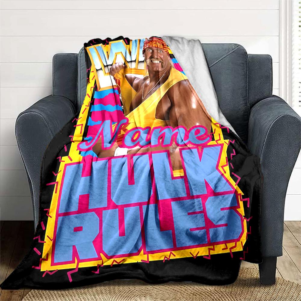 Customiz Name Personality Hulk Hogan Blanket Soft &Warm Sofa Office Bed Travel Lunch Break Blanket, Gift Suitable All Seasons
