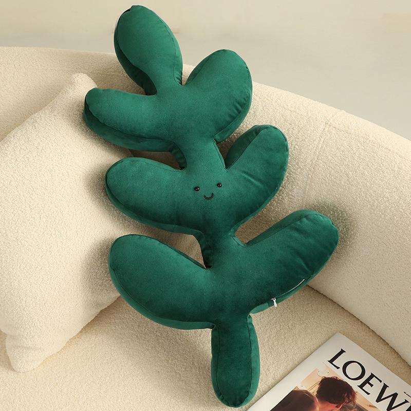 Nordic Wind Simulation Leaf Throw Pillow Plush Toy Tropical Green Plant Doll Home Sofa Pillow Rag Doll