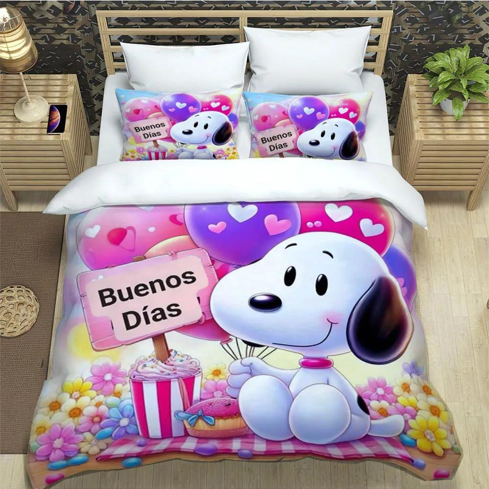 Cute Cartoon Snoopy Bedding Sets Exquisite Bed Supplies Set Duvet Cover Bed Comforter Set Bedding Set Luxury Birthday Gift