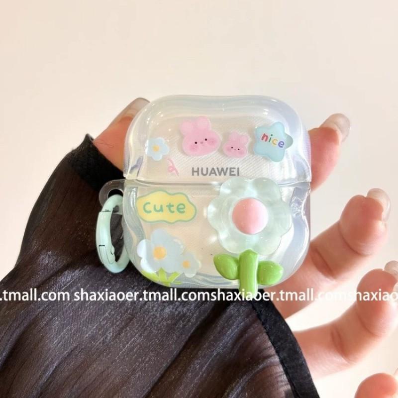 Spring Day 3D Flower Rabbit Suitable HUAWEI Freeclip Ear Clip 5i 5 Protective Case SE Earphone Huawei Freeclip Earclip 1