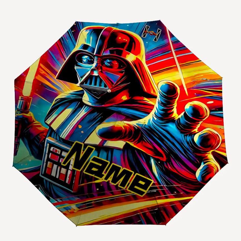

1pc Darth Vader, Lightsaber Custom Name Automatic Folding Umbrella - Compact 8-Rib Design, Durable Plastic & Iron, Daily Use 024