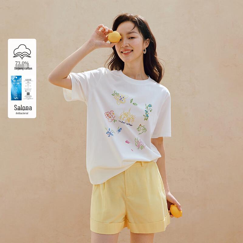 INMAN Women s Casual Floral Print Cooling Short Sleeve T-Shirt M