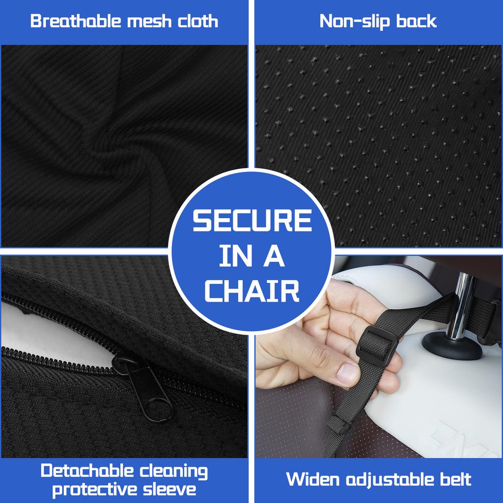 Adjustable Lumbar Support Pillow Car Memory Foam Lumbar Pillow Car Back Support with Elastic Strap for Driver Teacher Student