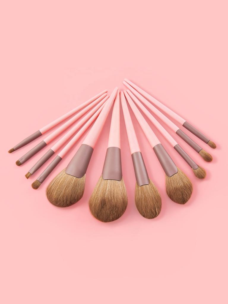 11pieces Pink Makeup Brush Set Essential Cosmetic Tools High Quality Synthetic Hair Foundation Powder Eye Cosmetic Brushes