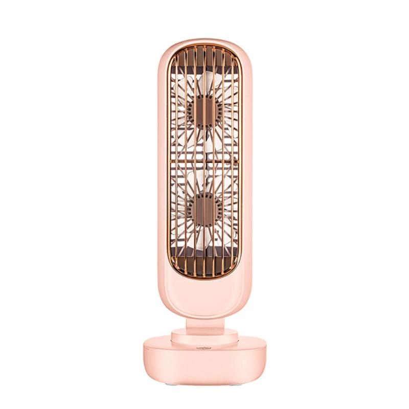 Double Leaf Cooling Fan 3 Speeds Adjustable Tower Table Fan Quiet Air Cooler Fan Portable Desk Fan USB Rechargeable