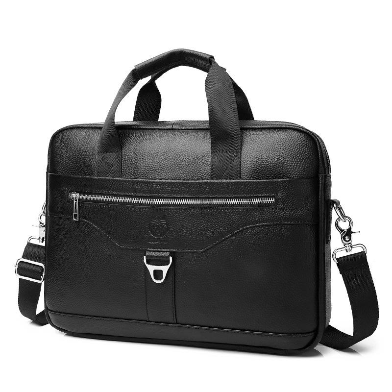 Men's Briefcase, Genuine Leather, Hand and Shoulder Computer Bag