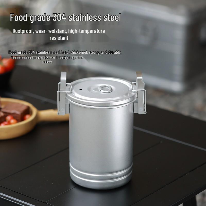 304 Stainless Steel Portable Outdoor Cooking Pot: Multifunctional Single-Person Cookware, Soup Pot, Rice Steamer, Integrated Design