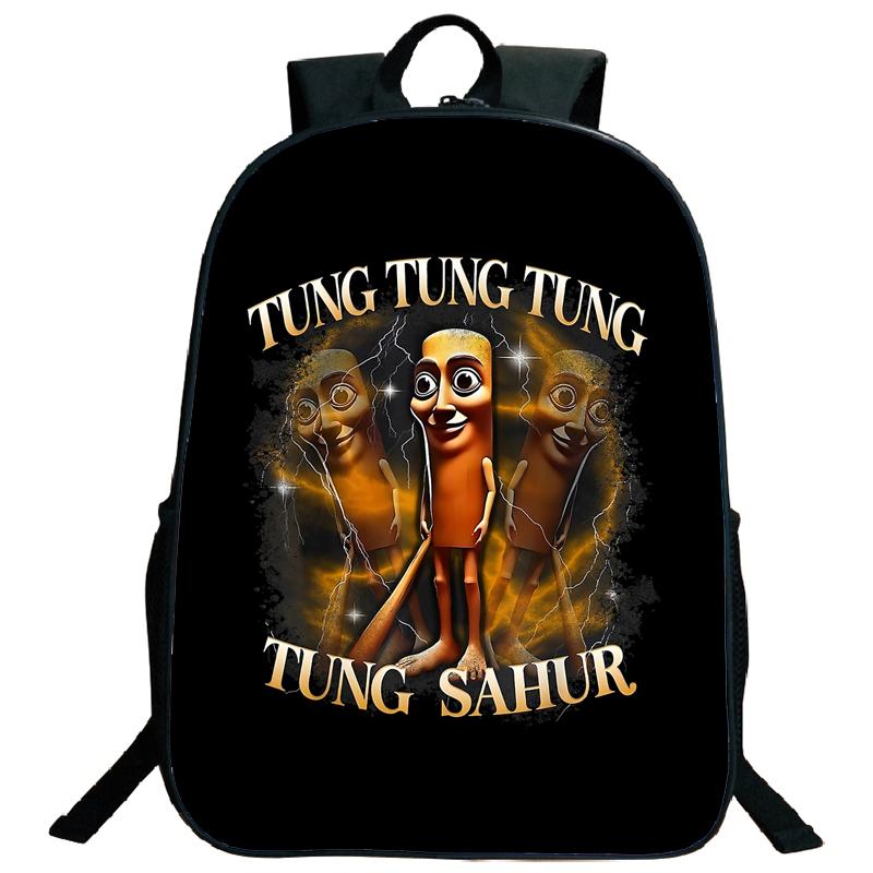 Tung Tung Tung Sahur Rucksack Italienischer Brainrot Cartoon Kinder Jungen Mädchen Studenten Schulrucksack Tralalero Tralala Teenager Umhängetasche