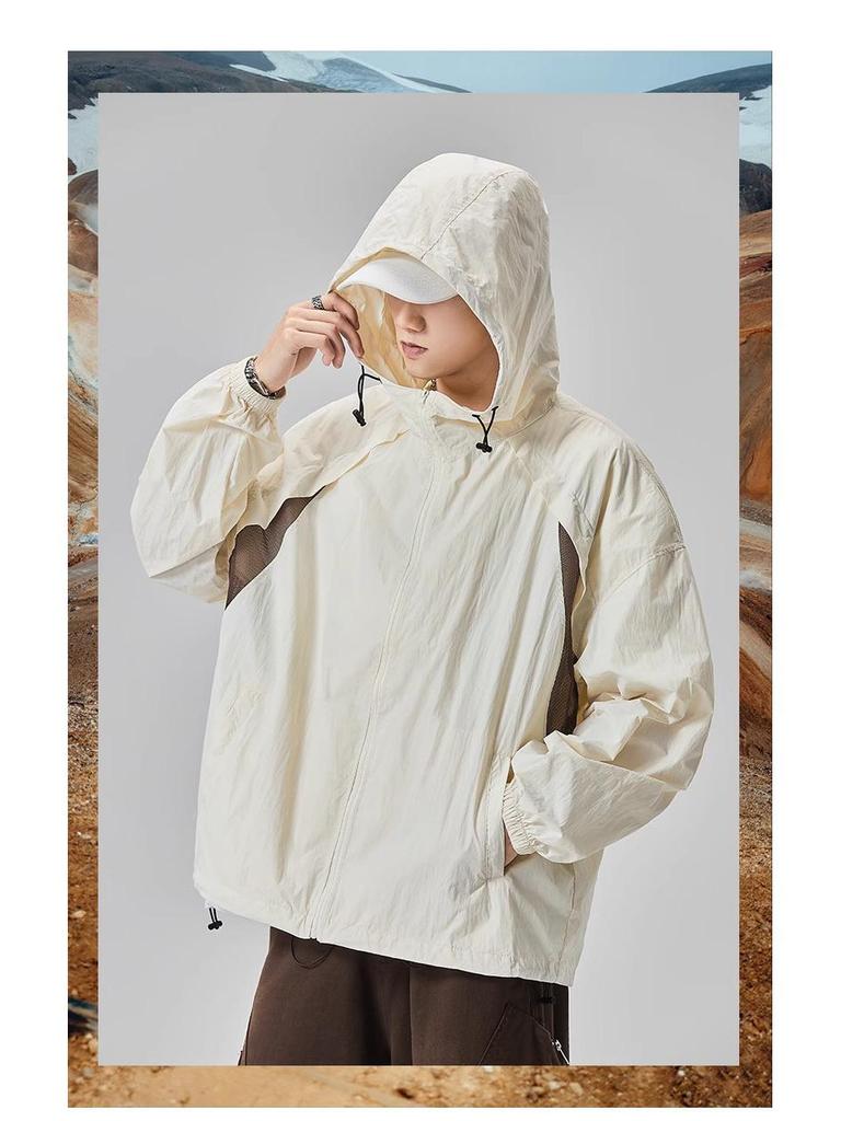 GURBAKS Men's Ice Silk UV Protection Hooded Jacket - Lightweight, Breathable, Summer Sun Protection