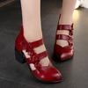 Comemore Genuine Leather Chunky-Heel Women's Sandals Flower High Heels Luxury Summer Sandal for Women 2025 High-heeled Shoes Red