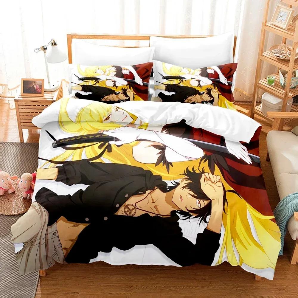New 3D Print Monogatari Series Bedding Set Anime Araragi Koyomi Duvet Cover Double Twin Full Queen King Adult Kids Quilt Cover