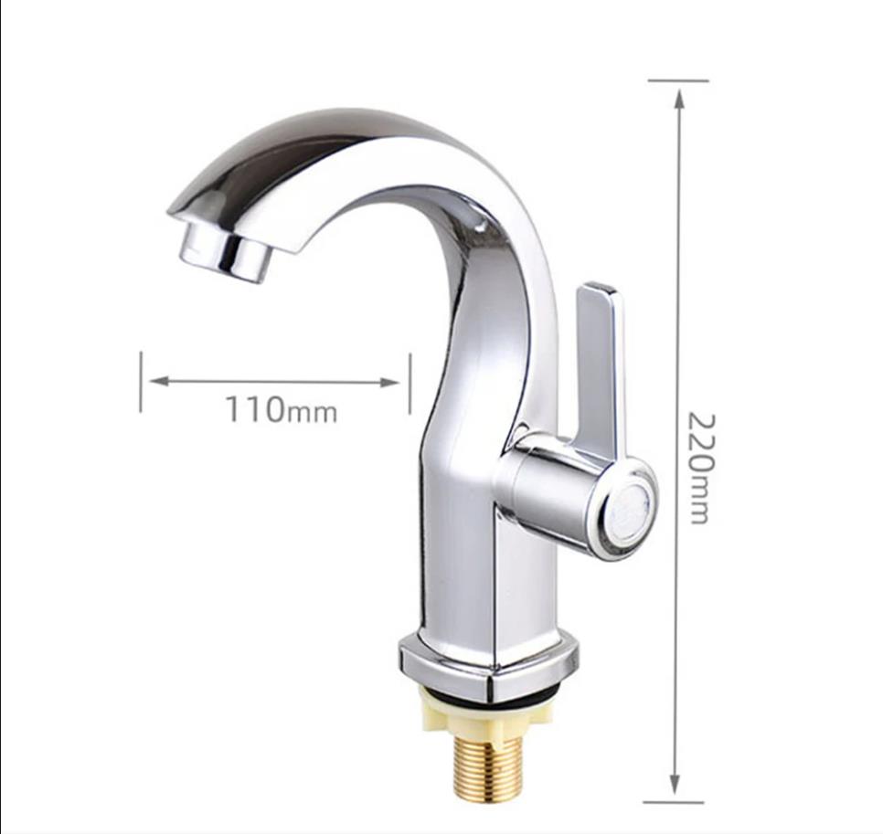 

Bathroom Basin Faucet with ABS Water Purifier Single Lever Hole Tap Cold Water Only for Bathroom and Kitchen Deck Mounted Sink серебряный