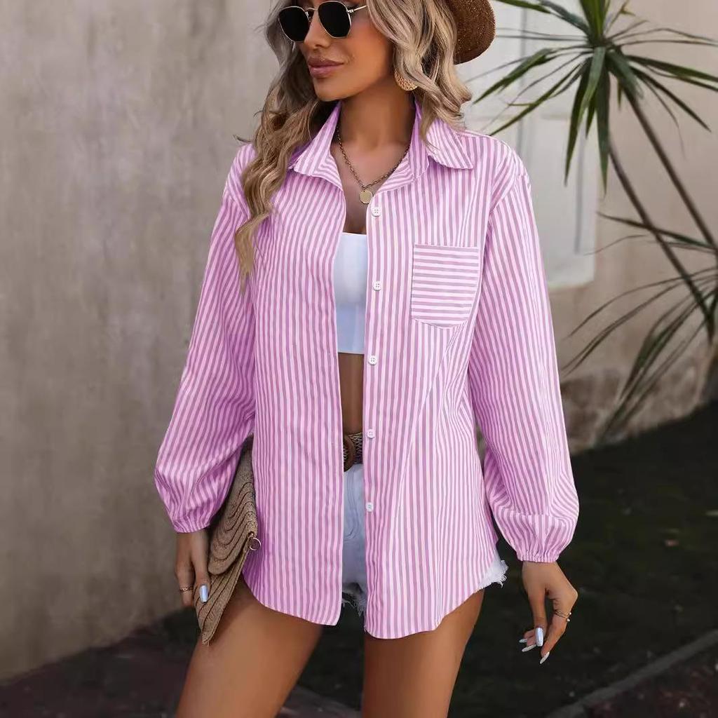 2024 Spring & Autumn European-American Women’s Long Sleeve Button-Down Top