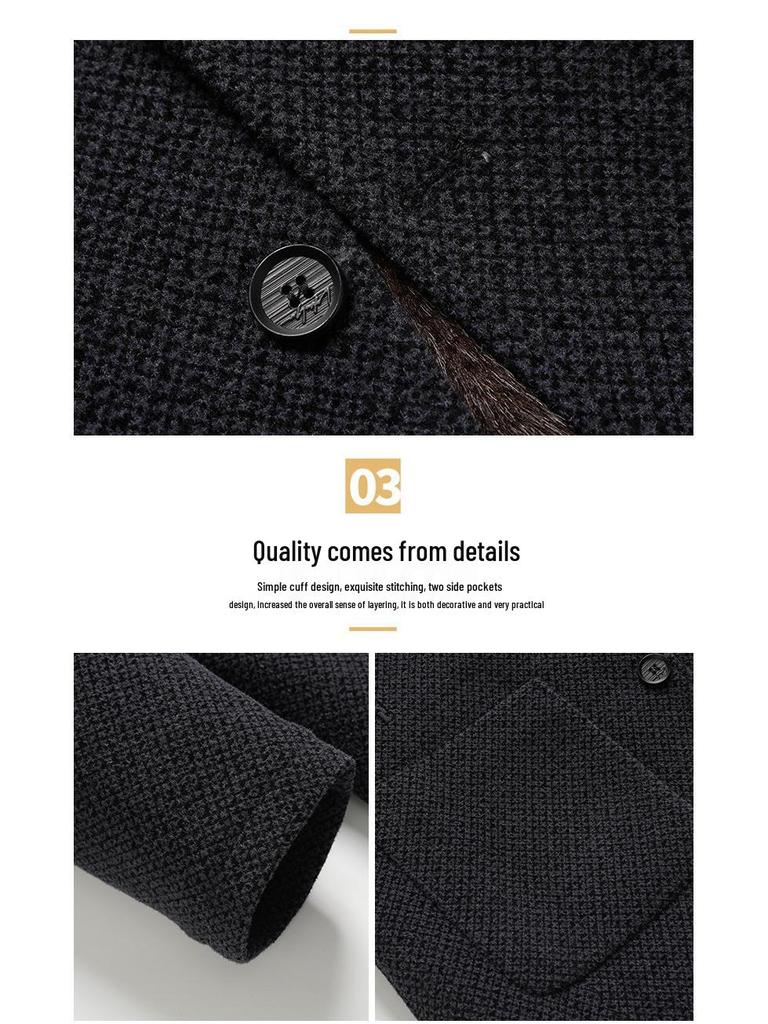2025 Bestselling Dad Style Woolen Coat: Thick Chenille Stand-Up Collar Jacket for Middle-Aged & Elderly, Autumn/Winter Collection