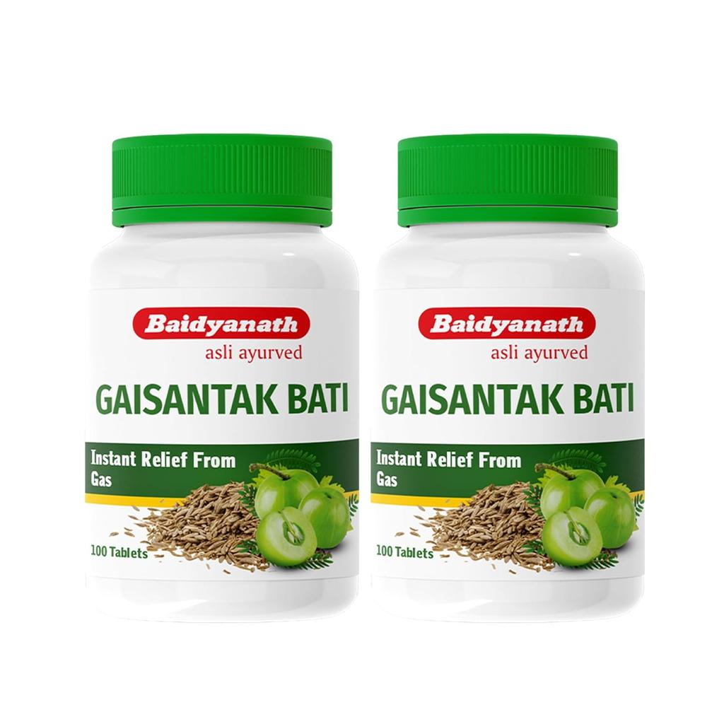Baidyanath Gaisantak Bati 100 Tablets Pack Of 2 Quick Relief Gas Indigestion Digestive Support