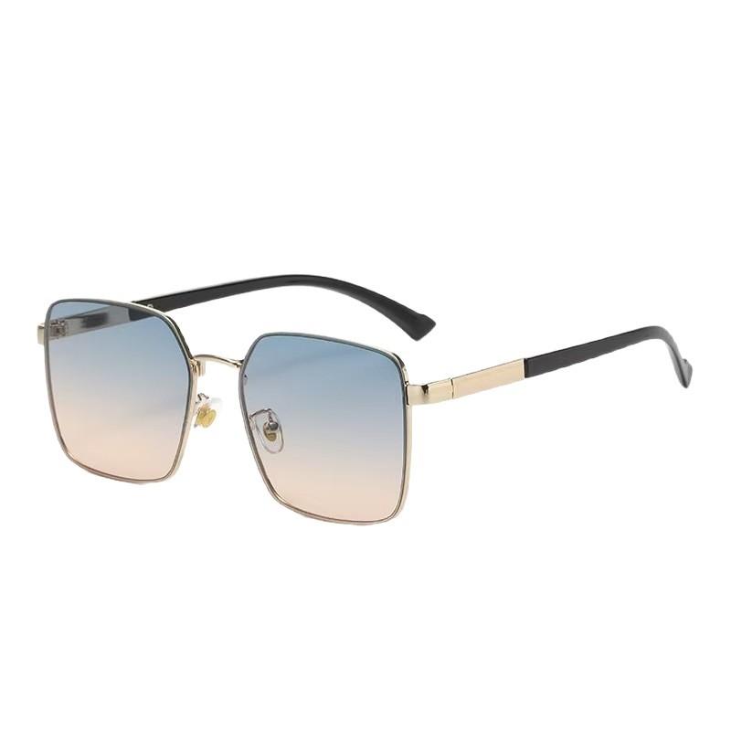 Retro Square Framed Metal Sunglasses Versatile Outdoor Fishing Sun Protection Glasses Beach Travel Driving Riding UV Resistant