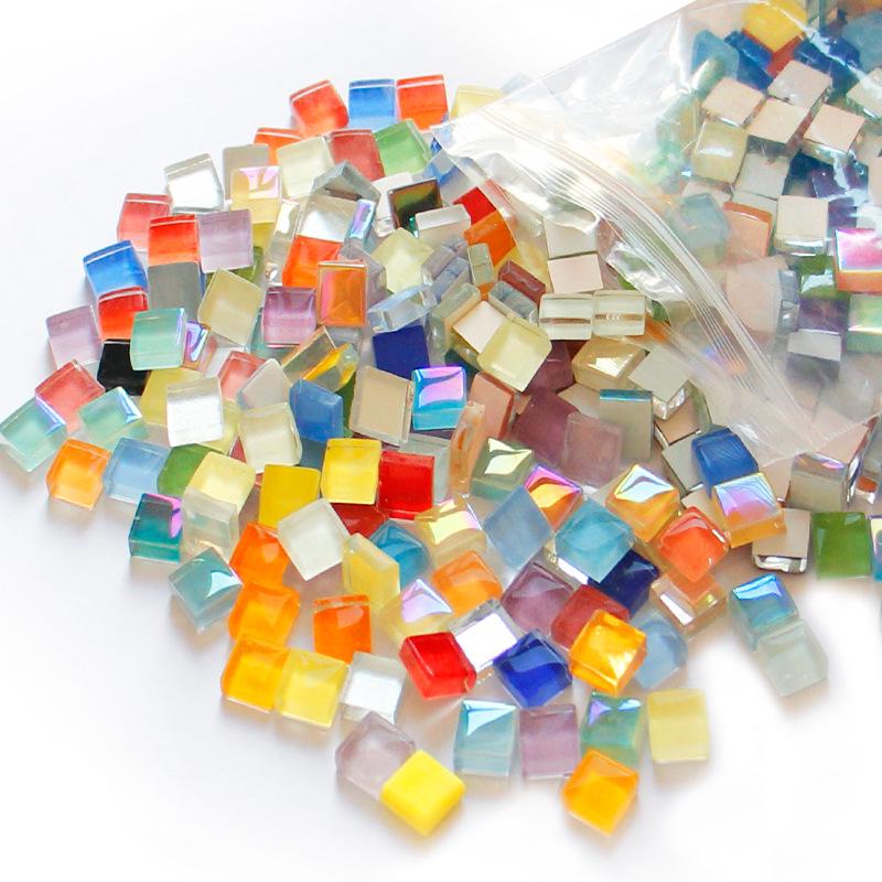 200g 1,5cm Transluzent 15mm Kristallmosaik DIY Handgemacht Buntes Glas Schnittpapier