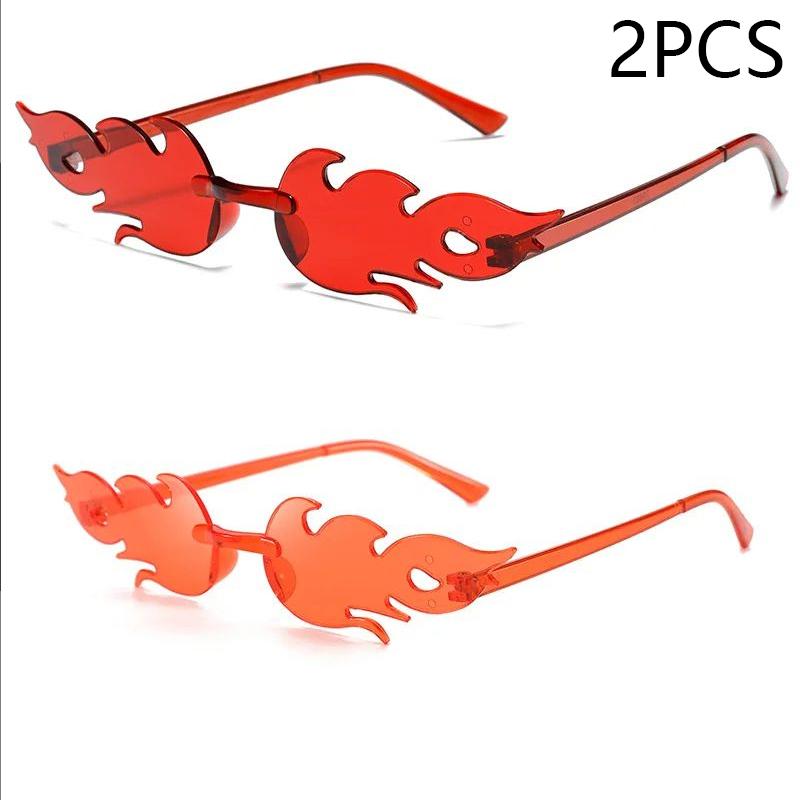 Flame Sunglasses Rimless Colorful Ball Party Candy Hip-hop Fruit One-piece Glasses Stylish Unique Fashion