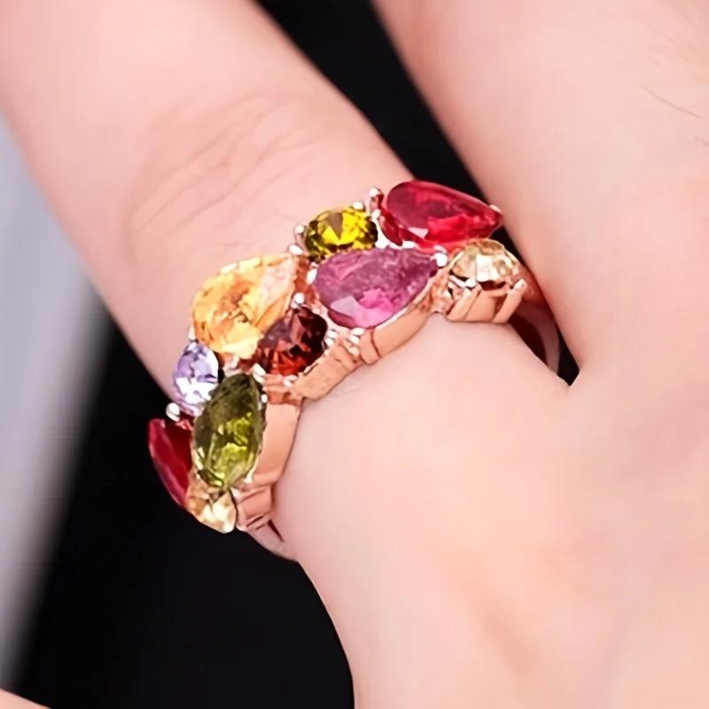 1pc Fashion Colored Zirconia Ring, Inlaid Synthetic Stone - Daily Party Wear Accessory for Women