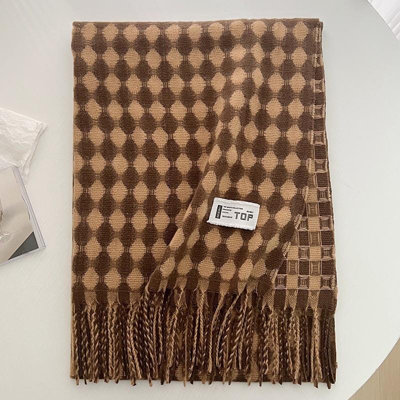Scarf New imitation cashmere color plaid scarf female Korean version autumn and winter plaid scarf fringed shawl scarf
