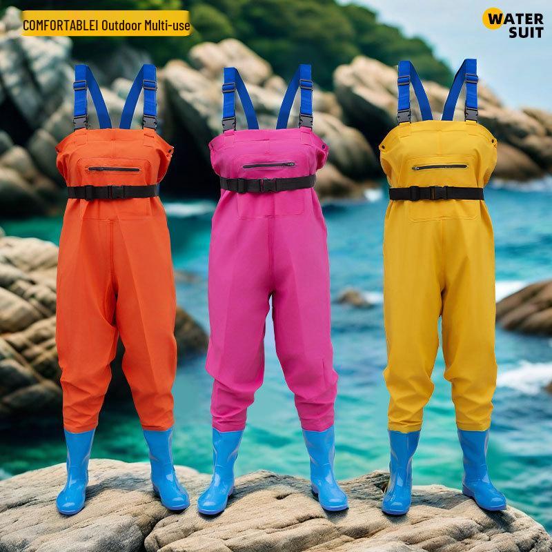 Women's and Children's One-Piece Waders with Rain Boots - Perfect for Beachcombing and Water Play