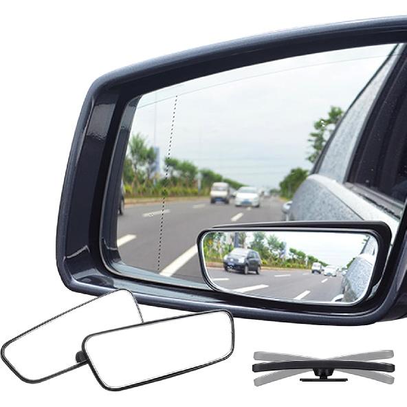 Ampper Rectangle Blind Spot Mirror, HD Glass ABS Housing Convex Wide Angle Rearview Blindspot Car Mirror for Car SUV and Truck (Framed, Pack of 2)