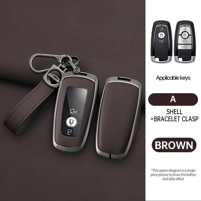 Zinc Alloy Genuine Leather Auto Key Fob Cover Case Fit For Lincoln Continental Navigator Z Mkz Mkc Mkx Nautilus Aviator Corsair