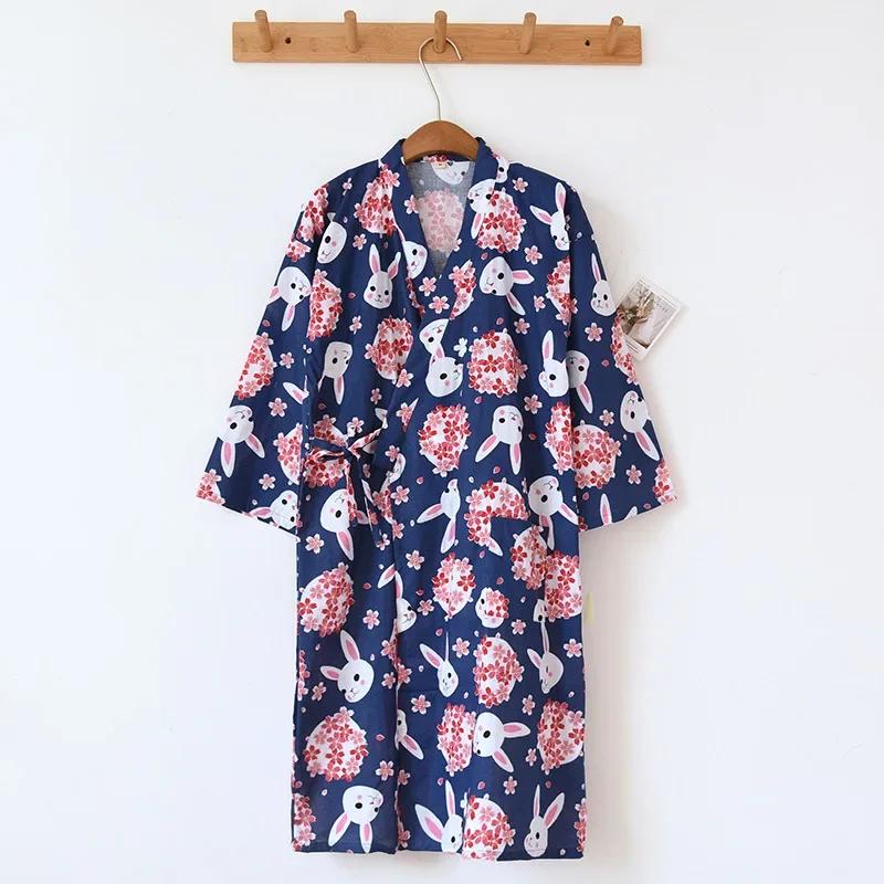 

Женский хлопковый халат-кимоно, свободная домашняя одежда, пижамы, халаты для женщин, разноцветный кардиган с принтом, одежда для сна, женский халат L