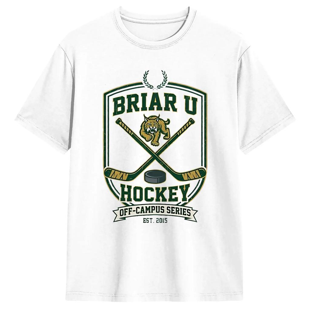 Mens T-Shirt Briar Hockey Est 2018 Off Campus T Shirts Trendy Cool Summer Tee Shirt Vintage Pure Cotton Clothes Plus Size