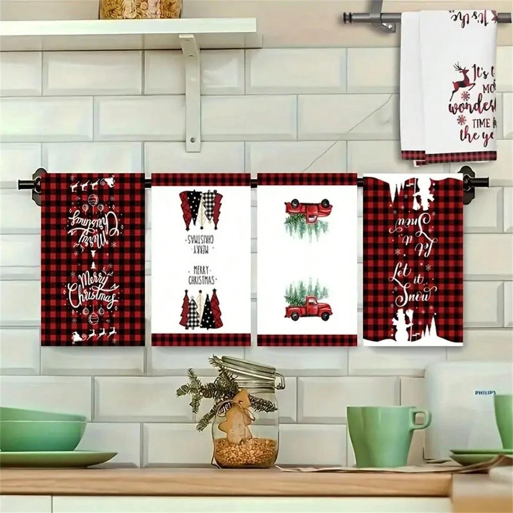 1pc/2pc/4pc/pack Christmas Scrub Sponge Creative Kitchen Dish Cloth Festive Cleaning Decor for Home & Table Kitchen Dish Towel Xmas Cleaning Supplies