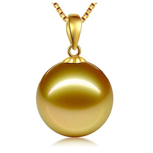 

Pearl Necklace Gold Super Large 14mm Flower Pearl Pendant 925 Silver Available in 5 Colors All Items Gift Wrapped Wedding Graduation Ceremony [C-Girls