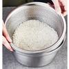 Stainless steel colander bowl, rice washing bowl, rice drainer, rice strainer, all-purpose bowl, tabletop colander set, non-clogging perforated coland