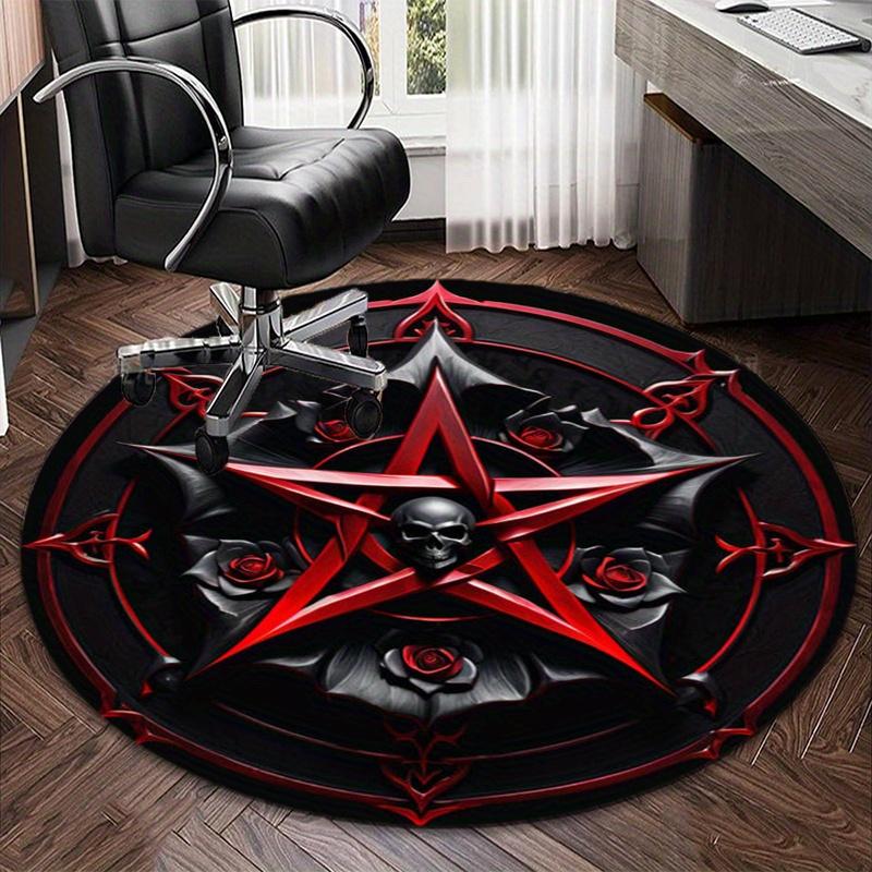 Skull Moon Round Rug Nonslip Area Rug Office Chair Mat Carpet For Living Room Bedroom Home Decor