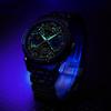 OLEVS Automatic Mechanical Skeleton Diamond Starry Sky Waterproof Date Luminous Watch for Men Stainless Steel Stylish Brand Blue