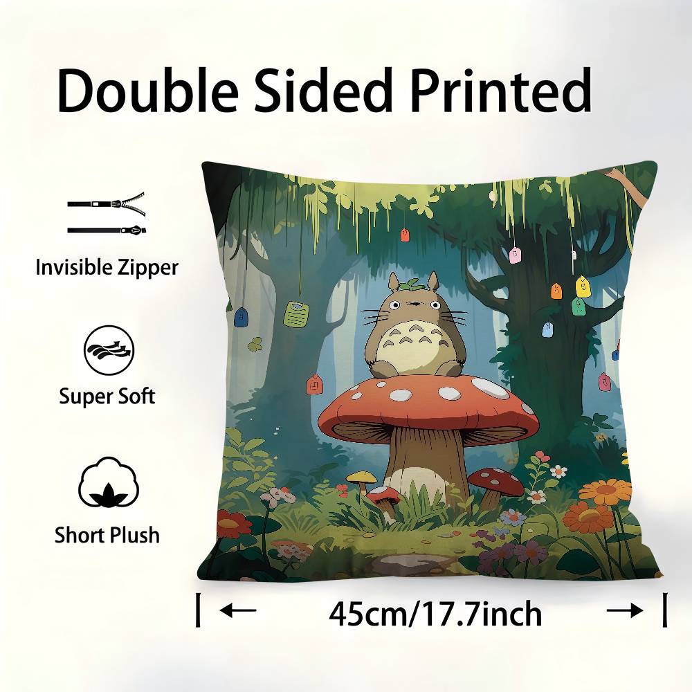 Cute T-Totoros Pillow Gifts Home Office Furnishings Bedroom Sofa Car Cushion Cover Case 45X45Cm