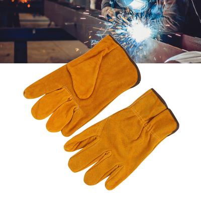 Utility Work Gloves Cowhide Leather Heat Resistant Gloves Protective Working Gloves for Driver Welder Yellow