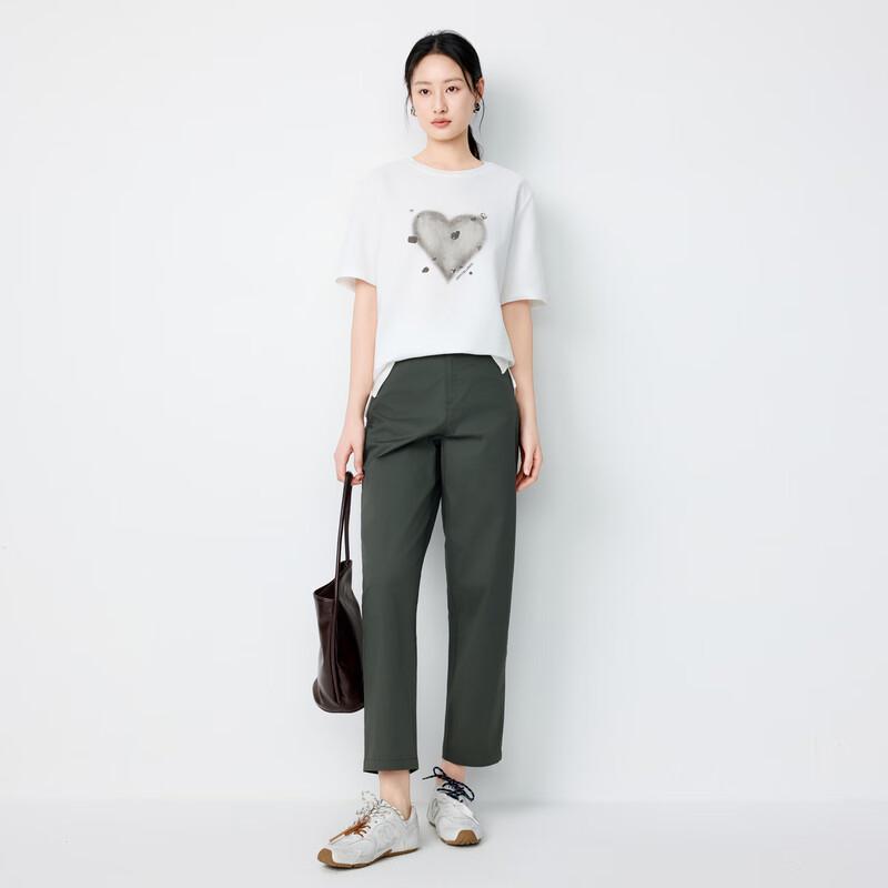Elva' Island Women's Heart Print Casual Short Sleeve T-Shirt