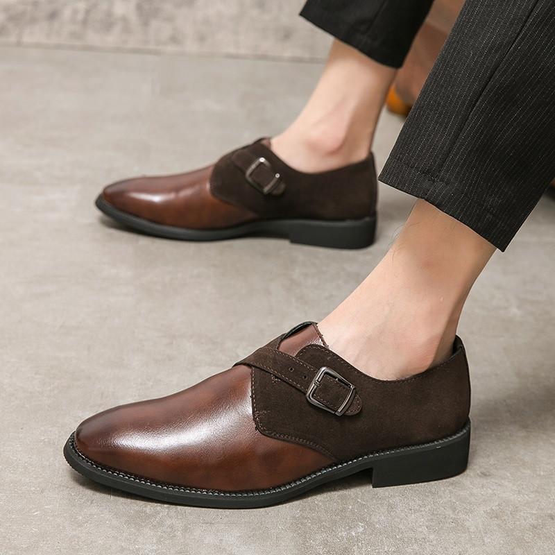 Luxury Fashion Designer Charm Men's Pointed Monk Strap Loafers Male Wedding Dress Prom Formal Shoes Footwear Zapatos Hombre