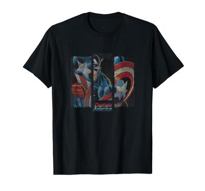 Marvel Comics Retro Classic Captain America Split Scene Logo T-Shirt