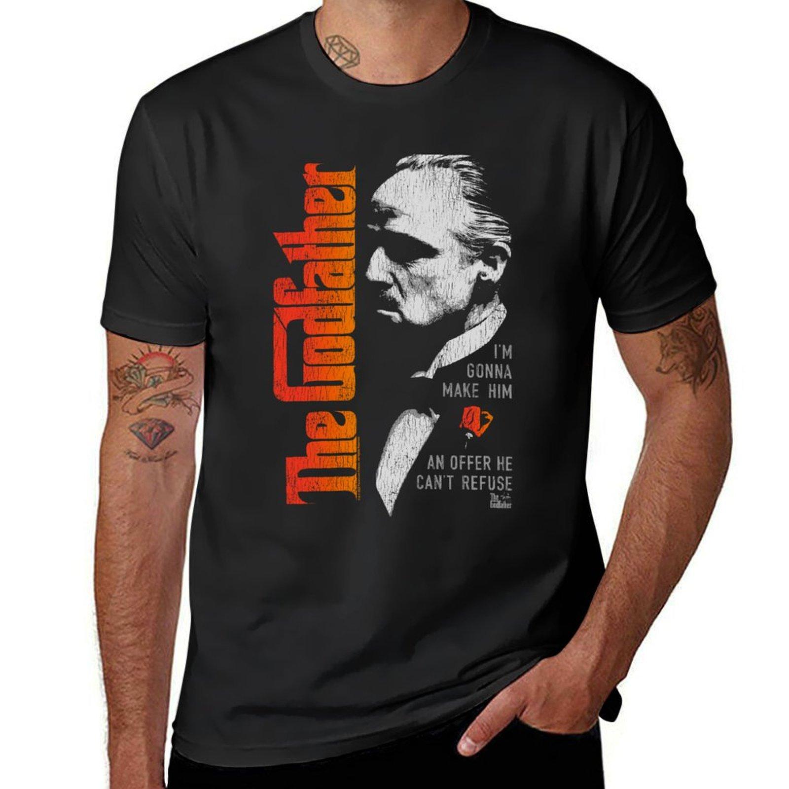 The Godfather Don Vito Corleone Color Movie Distressed Portrait T-Shirt sweat funnys Men s t-shirt S разноцветный