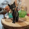 Gotisches Geschenk für Katzenliebhaber 3D-gedruckte schwarze Figur, böser Schreibtischschmuck, gruselige Verzierung Dunkle Fantasy sitzende Statue Halloween Heimtischdekoration