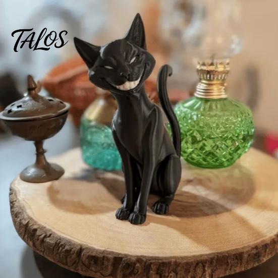 Gotisches Geschenk für Katzenliebhaber 3D-gedruckte schwarze Figur, böser Schreibtischschmuck, gruselige Verzierung Dunkle Fantasy sitzende Statue Halloween Heimtischdekoration