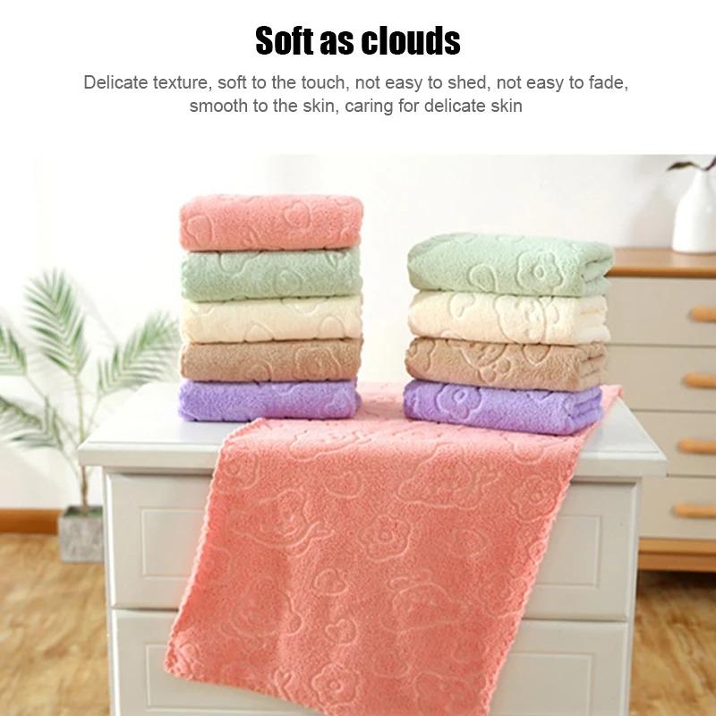 Set da 5 pezzi di morbidi asciugamani viso in pile corallo assorbenti - Asciugamani da bagno ad asciugatura rapida - Design carino e divertente