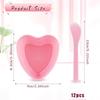 6/12Pcs Heart-Shaped Facial Mask Mixing Bowl with Scraper – Plastic DIY Skincare Tool for Home and Salon Use