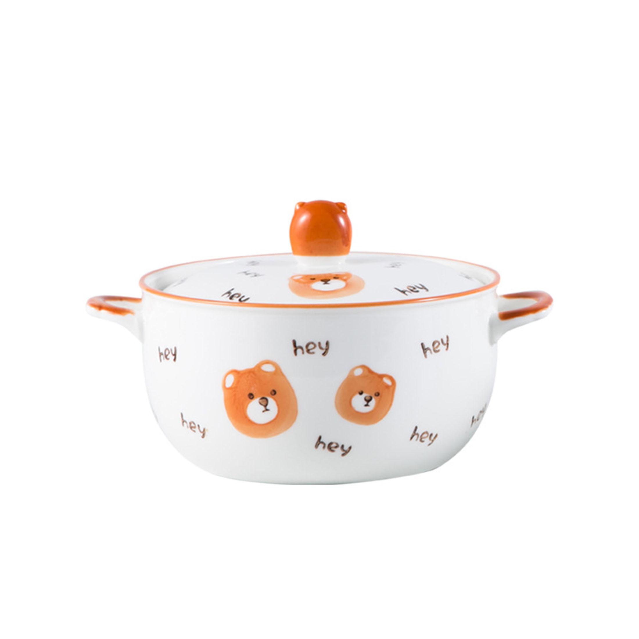 Ceramic Double Handle Soup Bowl, Large Capacity Instant Noodle Bowl, Oven and Dishwasher Safe Porcelain Ramen Bowl for Soup Pasta Oatmeal Home Kitchen