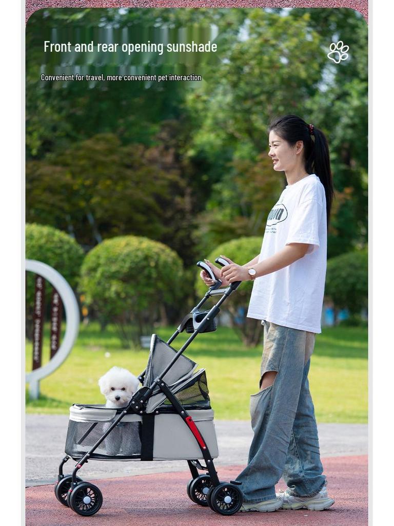 Lightweight Foldable Pet Stroller for Small Dogs & Cats - Outdoor Travel Cart