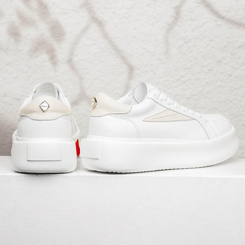 Men's Split Leather Casual Sneakers 4.5cm Thick Sole Height Increase Platform Shoes for Women Comfortable Walking Sports